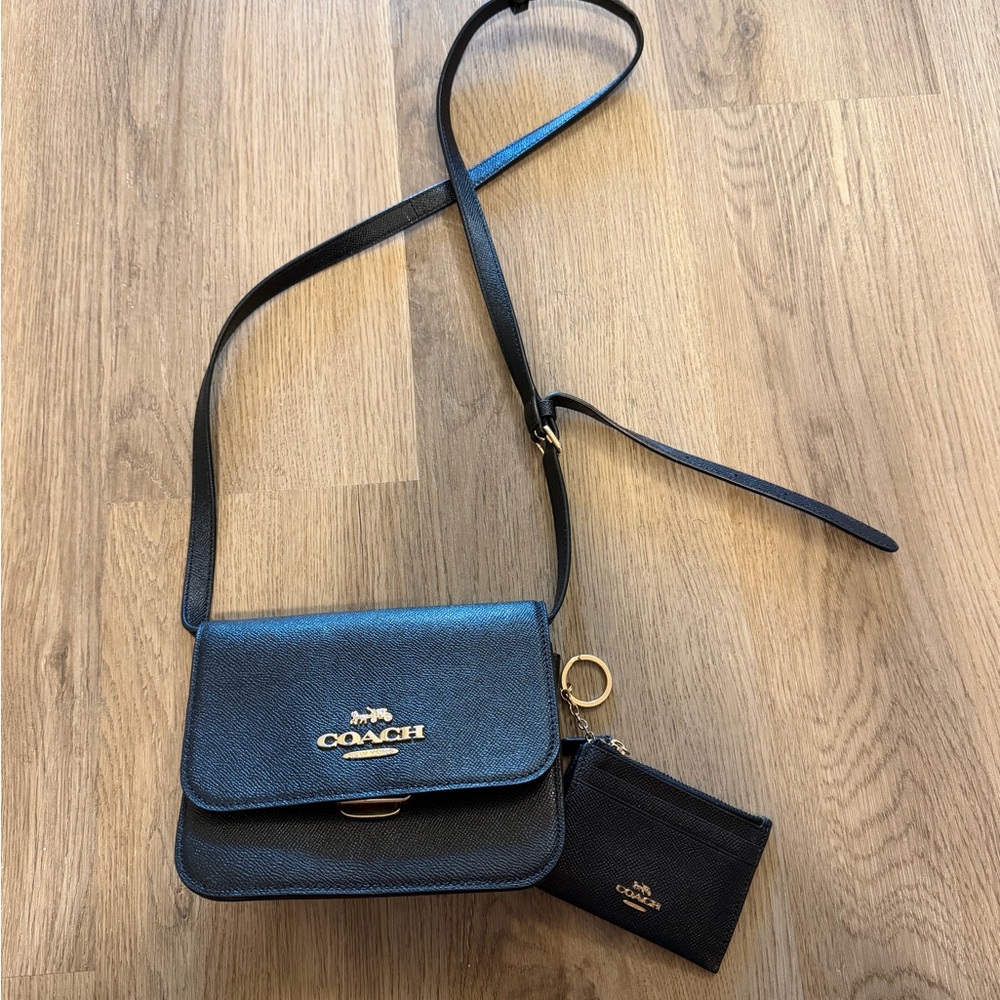 Coach Black Crossbody Bag with Gold Accents